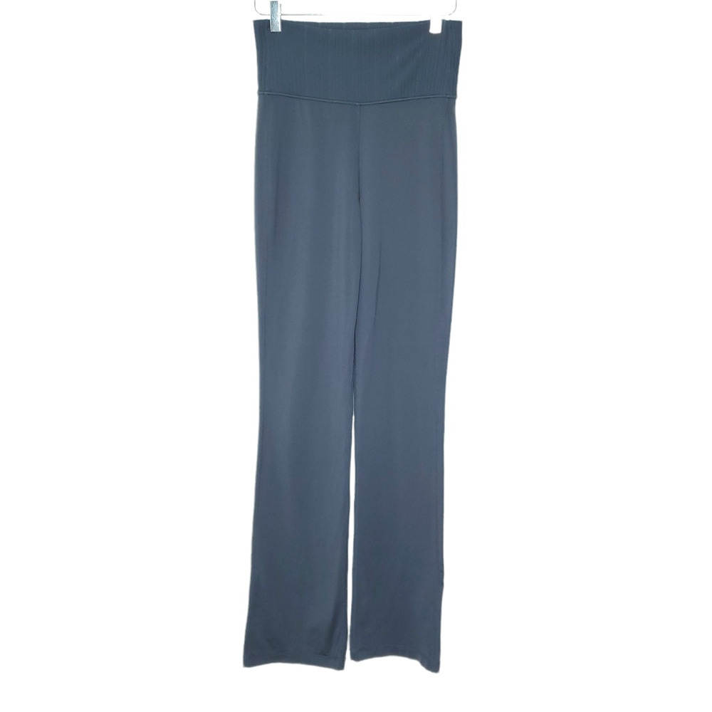 Lululemon High Rise Wide Leg Yoga Pants Gray Ribbed Wide Waistband